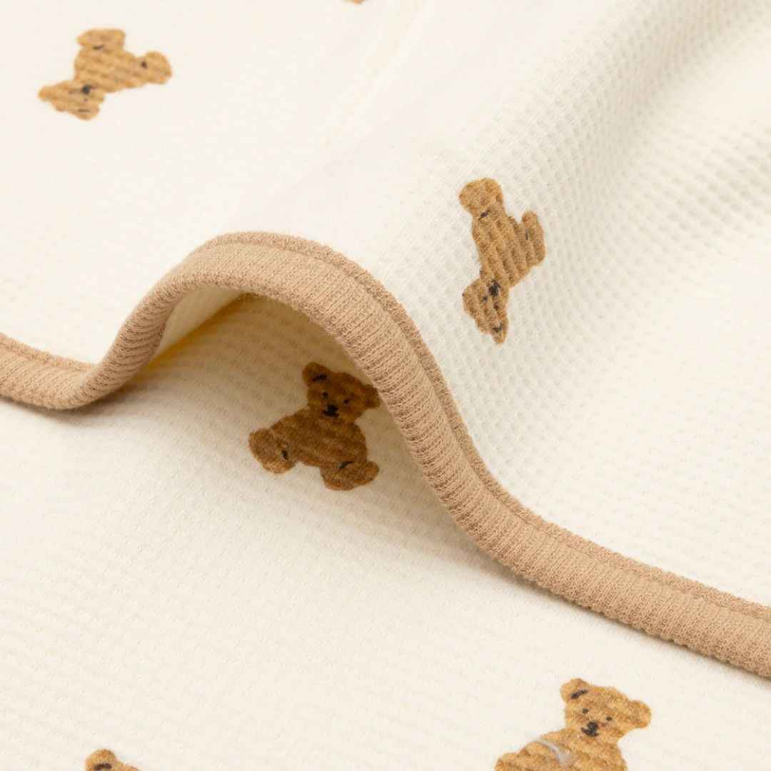 Jollein® Bombažna odejica Mini Teddy Bear Little Waffle 75x100 Jollein