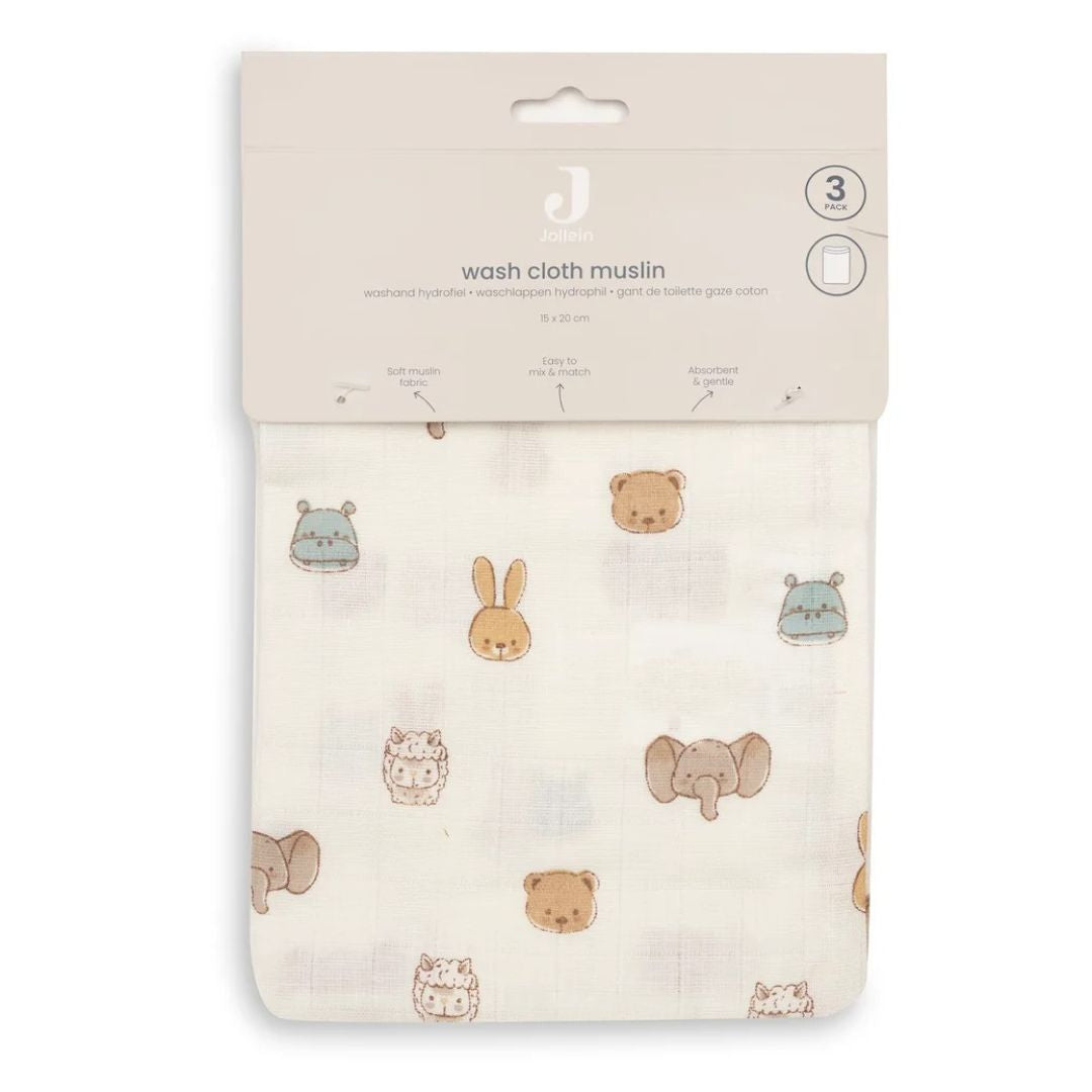 Jollein® Set od 3 krpice za umivanje Jollies 20x15