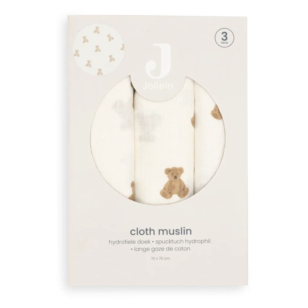 Jollein® Set od 3 tetra pelene Mini Teddy Bear 70x70