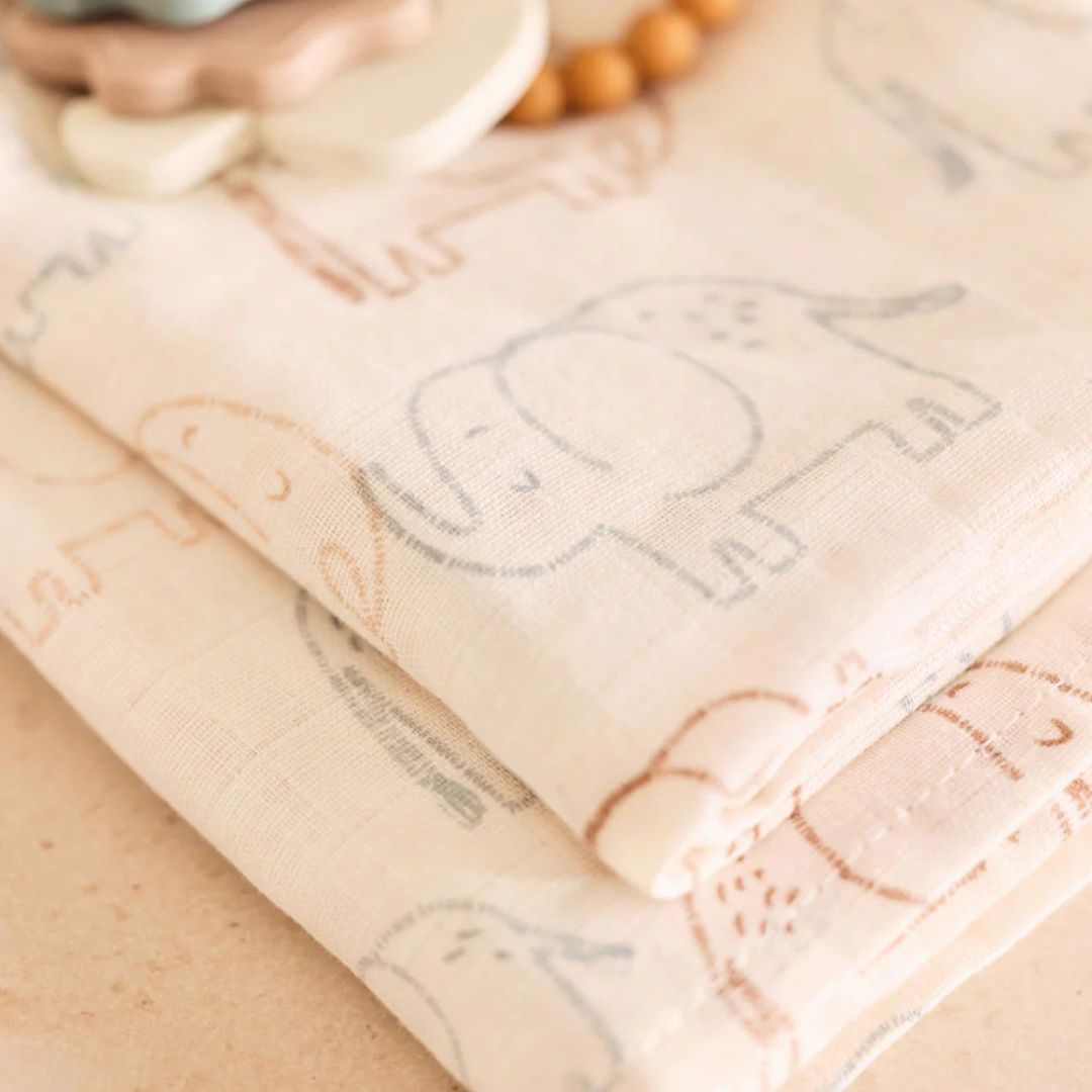 Jollein® Komplet dveh tetra pleničk Elephant Tales 115x115cm Jollein