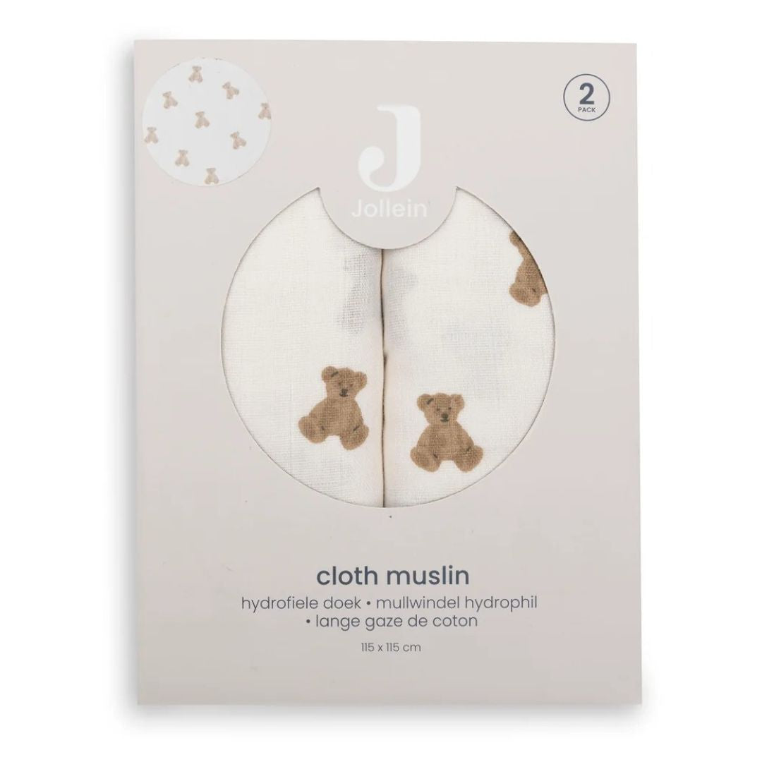 Jollein® Komplet od dvije tetra pelene Mini Teddy Bear 115x115