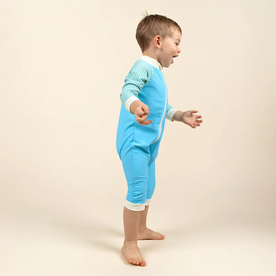 KiETLA® Otroške daljše enodelne kopalke Blue/Striped Ki ET LA