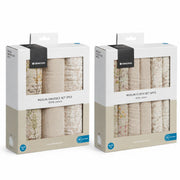 KikkaBoo® Krpice za pranje od muslina 6 komada 30x30 cm Secret Garden Beige + KikkaBoo® Tetra pelene od muslina 3 komada 75x75 cm Secret Garden Beige