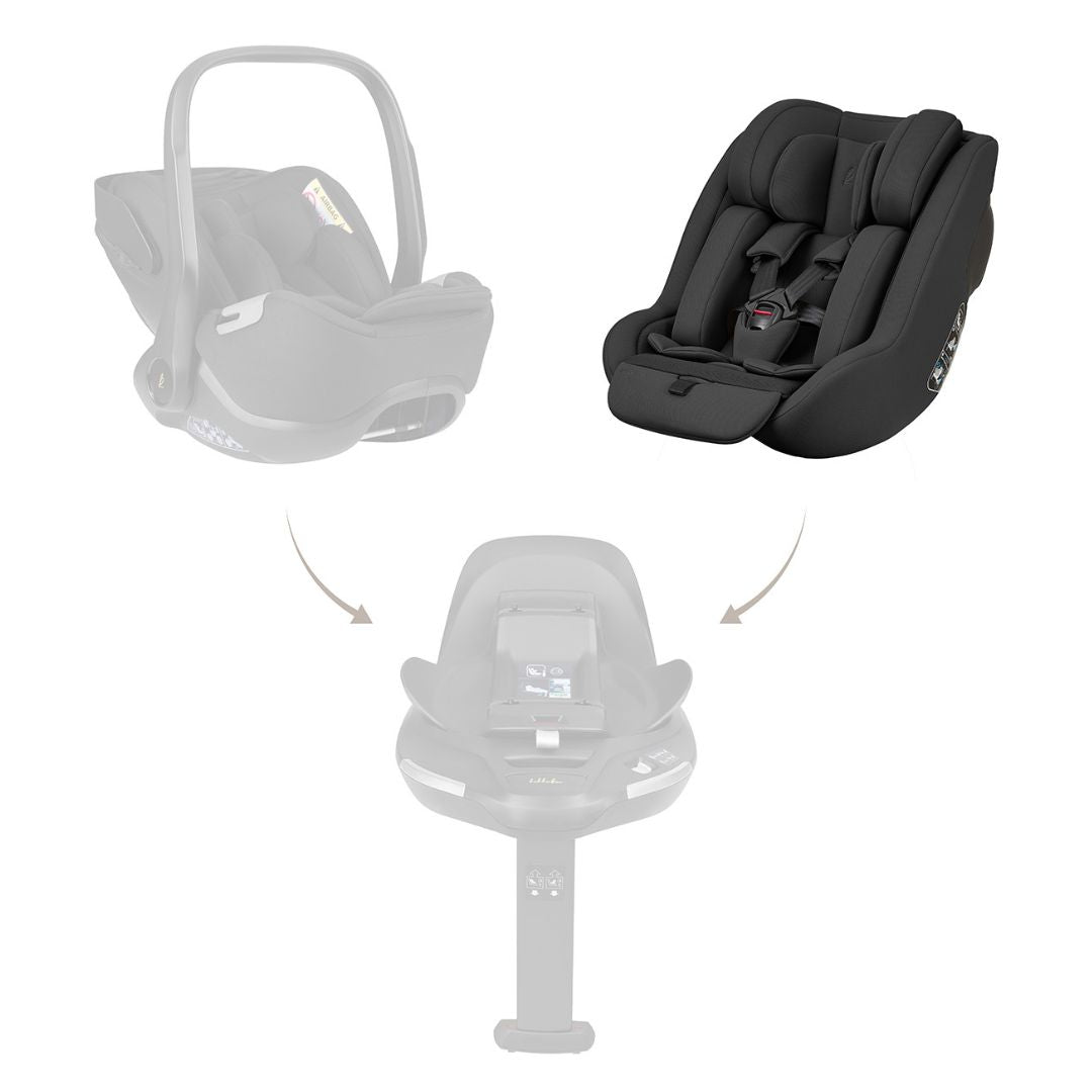 KikkaBoo® Platinum Otroški voziček 5v1 Goya Mocca + Avtosedež i-Class i-SIZE (40-87 cm) + Avtosedež i-Class Plus i-SIZE (40-105 cm) Noir + Vrtljiva Isofix baza i-Class 360 KikkaBoo