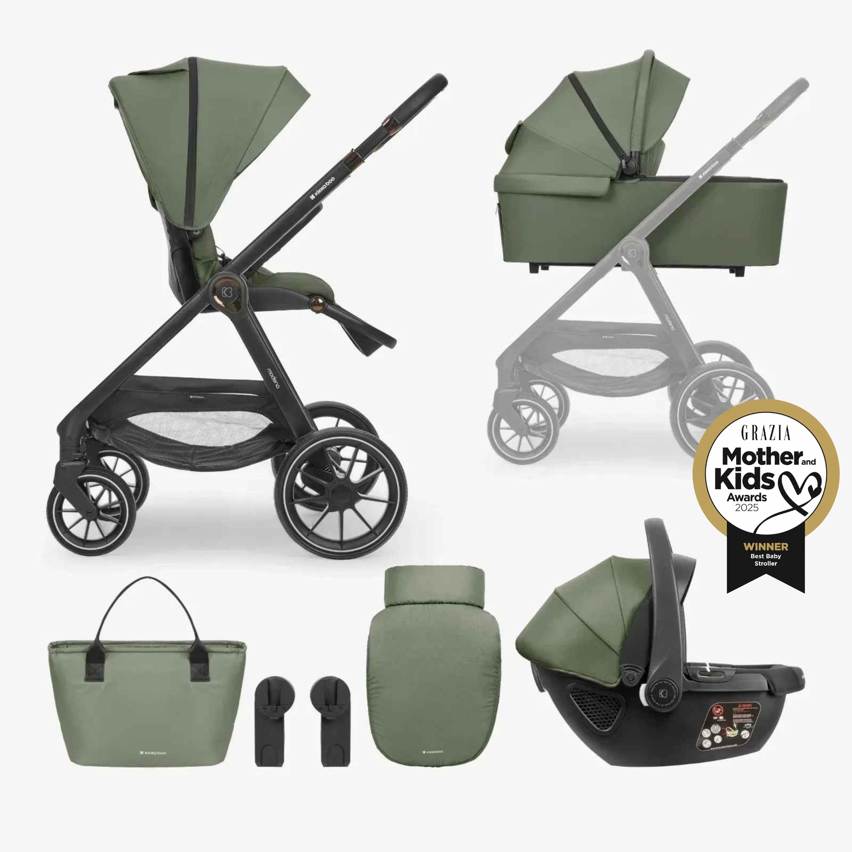 KikkaBoo® Stroller with carrycot 3v1 Modena Black