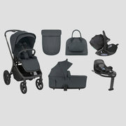 KikkaBoo® Platinum Otroški voziček 4v1 Goya Graphite + Avtosedež i-Class i-SIZE (40-87 cm) Noir + Vrtljiva Isofix baza i-Class 360 KikkaBoo