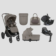 KikkaBoo® Platinum Otroški voziček 4v1 Goya Mocca + Avtosedež i-Class i-SIZE (40-87 cm) Noir + Vrtljiva Isofix baza i-Class 360 KikkaBoo