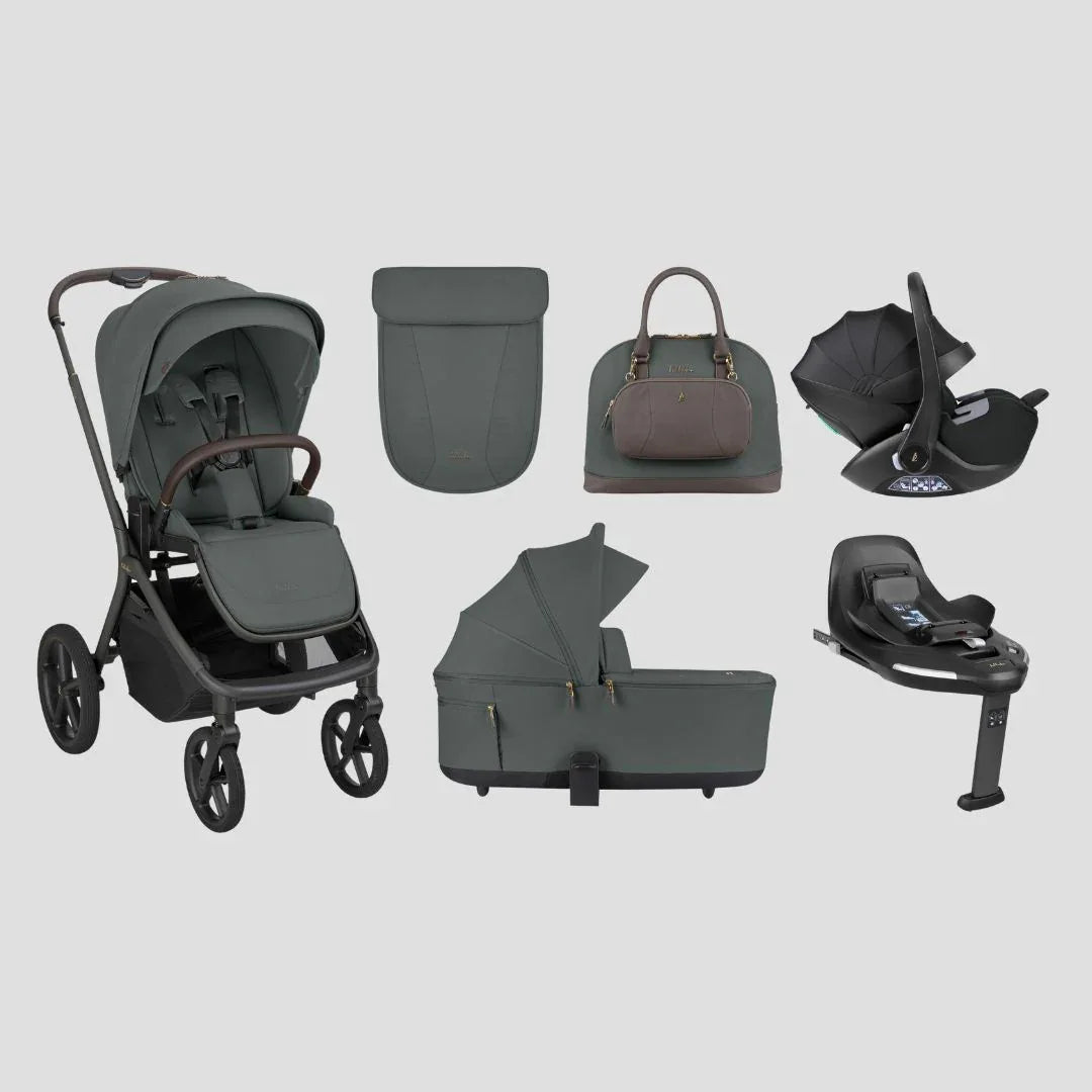 KikkaBoo® Platinum Otroški voziček 4v1 Goya Olive + Avtosedež i-Class i-SIZE (40-87 cm) Noir + Vrtljiva Isofix baza i-Class 360 KikkaBoo