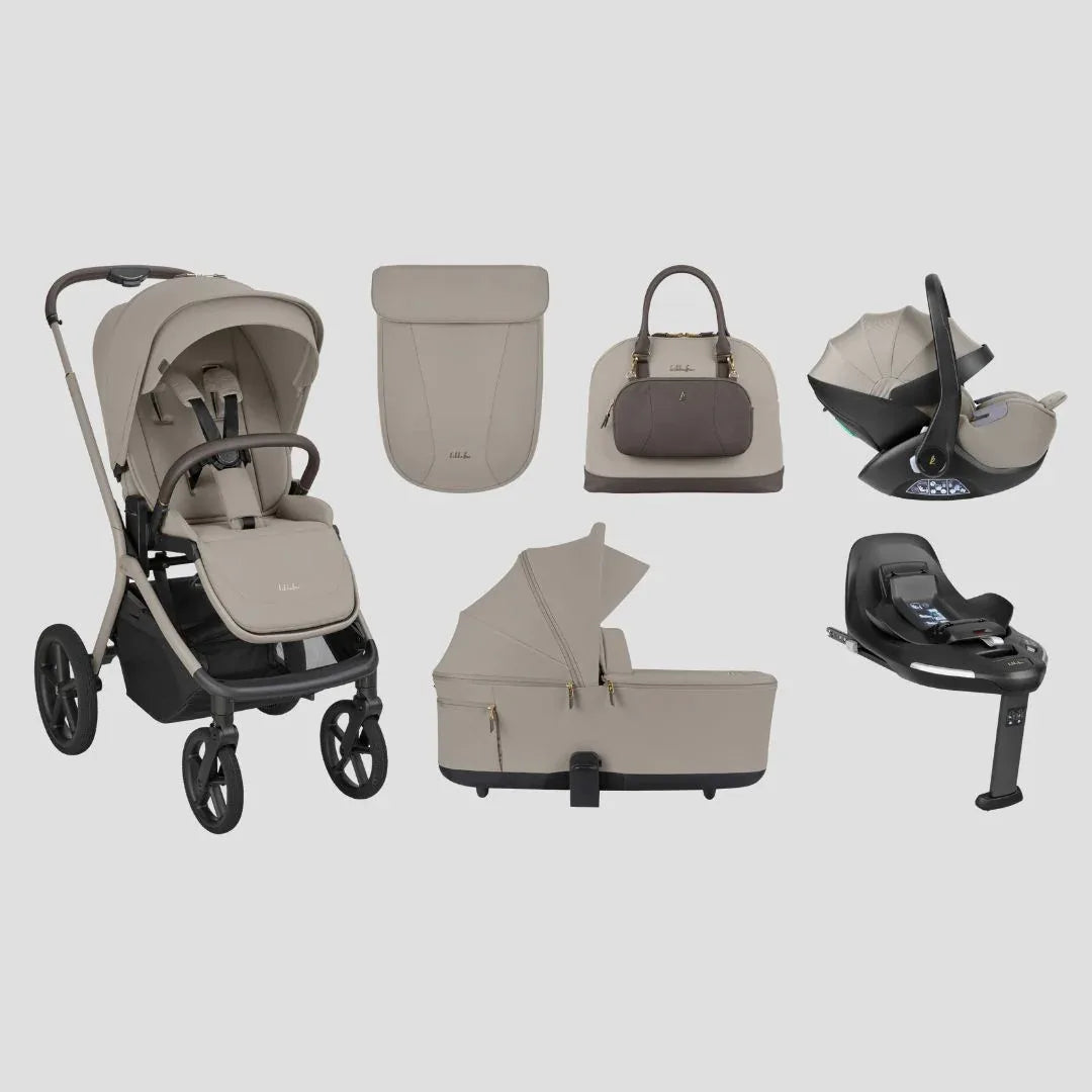 KikkaBoo® Platinum Otroški voziček 4v1 Goya + Avtosedež i-Class i-SIZE (40-87 cm) Champagne + Vrtljiva Isofix baza i-Class 360 KikkaBoo