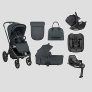 KikkaBoo® Platinum Otroški voziček 5v1 Goya Graphite + Avtosedež i-Class i-SIZE (40-87 cm) + Avtosedež i-Class Plus i-SIZE (40-105 cm) Noir + Vrtljiva Isofix baza i-Class 360 KikkaBoo