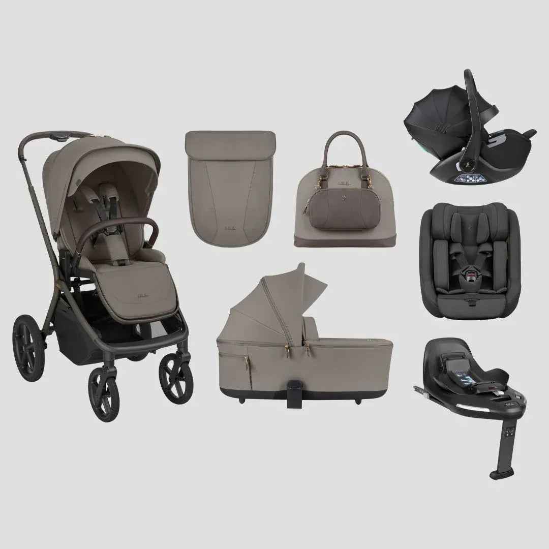 KikkaBoo® Platinum Otroški voziček 5v1 Goya Mocca + Avtosedež i-Class i-SIZE (40-87 cm) + Avtosedež i-Class Plus i-SIZE (40-105 cm) Noir + Vrtljiva Isofix baza i-Class 360 KikkaBoo