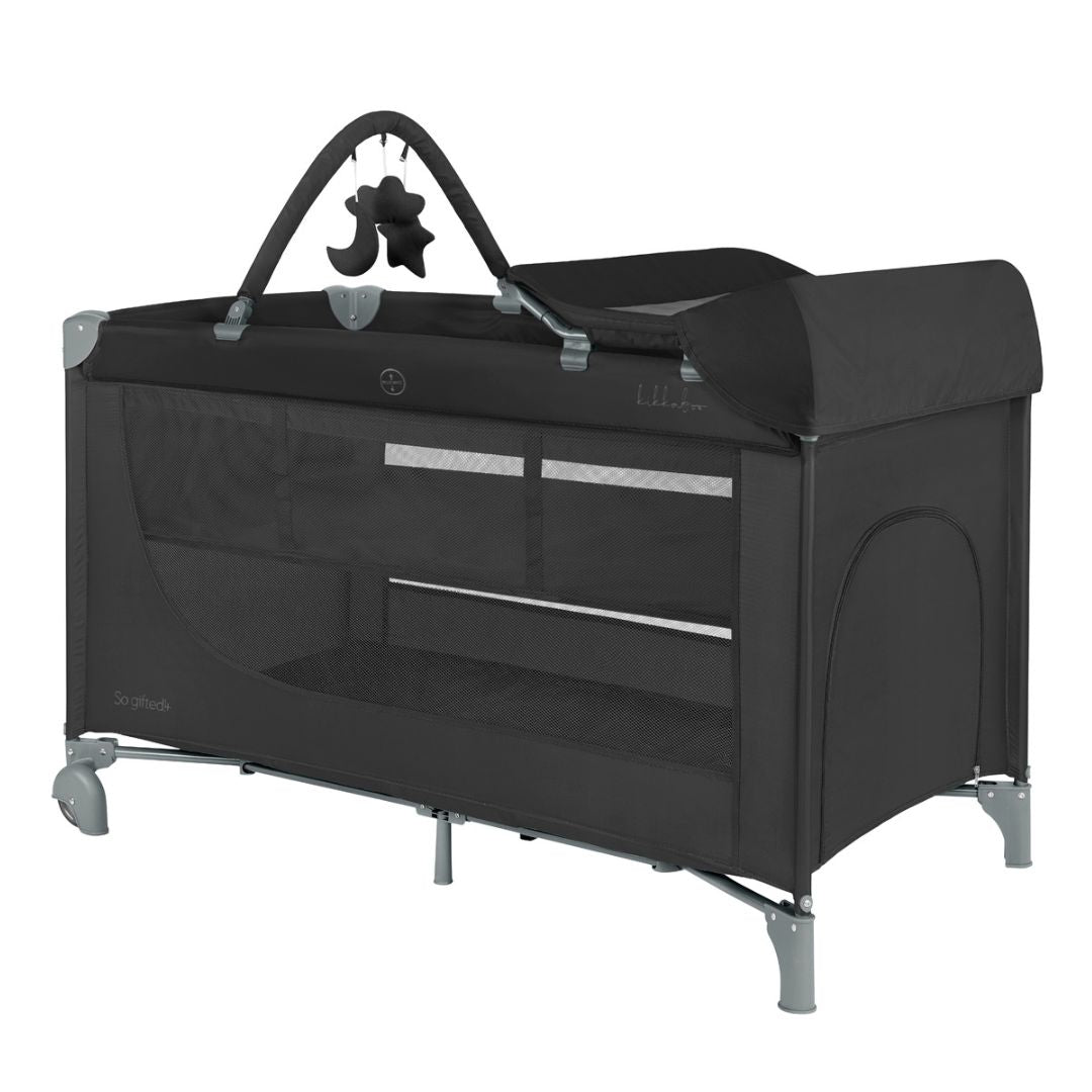 KikkaBoo® Prenosna posteljica 2 levels 125x65 So Gifted PLUS Black 2026 KikkaBoo