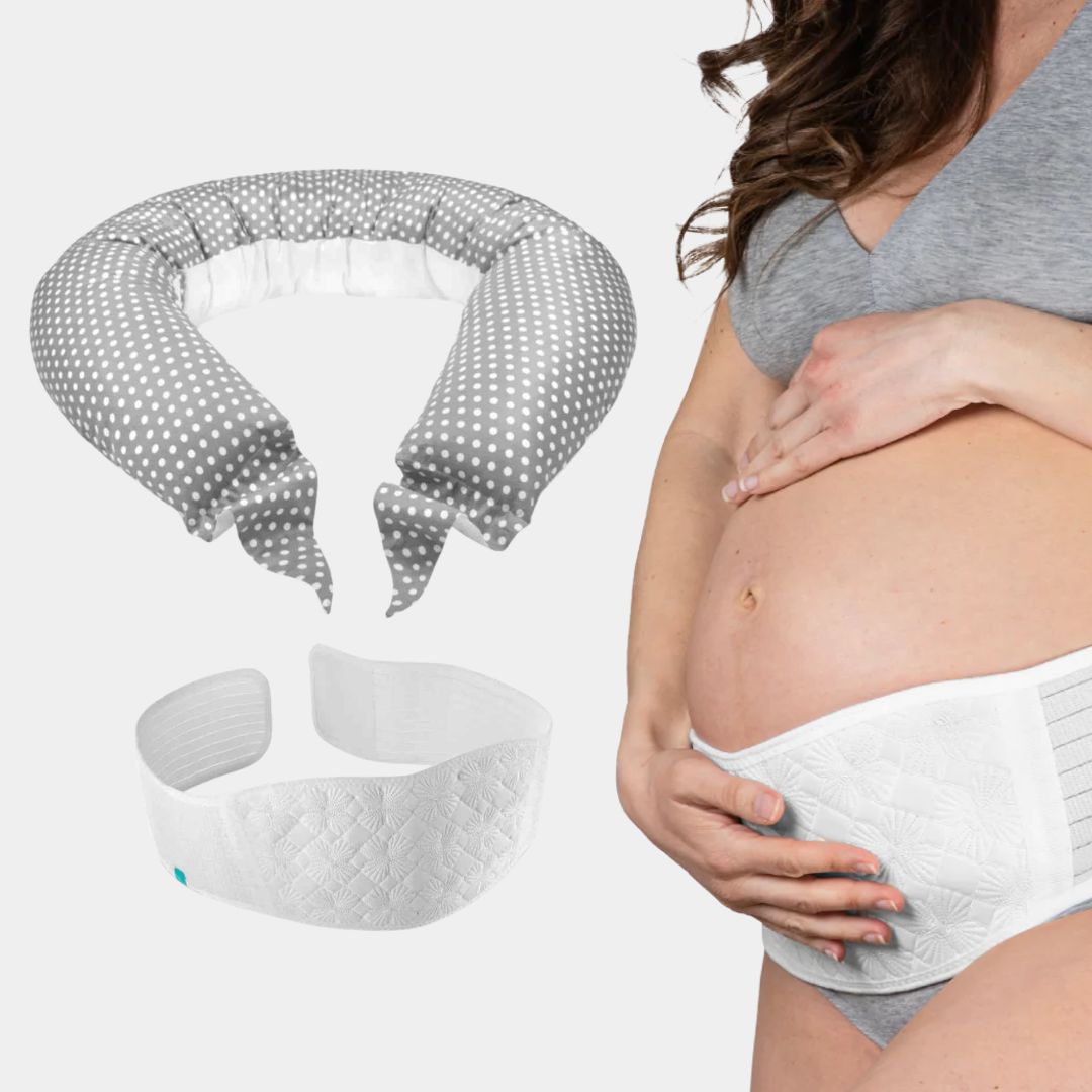 Koala Babycare® Pregnancy set Hug Comfy Grey pillow and White support band
