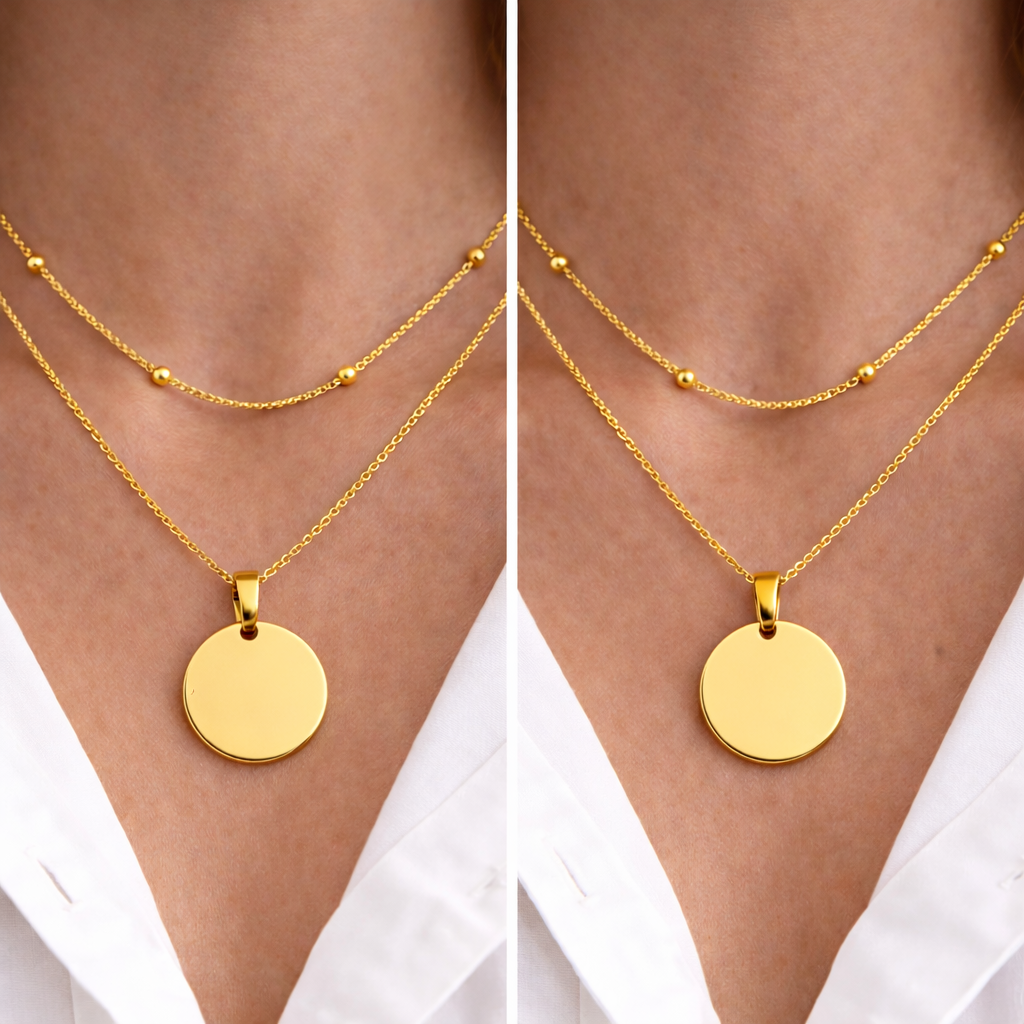 Atelya™ Personalizirana verižica z obeskom Circle Gold Atelya