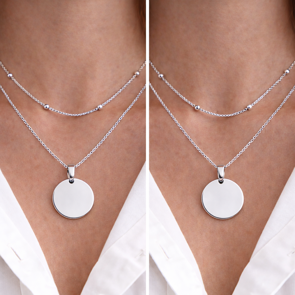 Atelya™ Personalizirana verižica z obeskom Circle Silver Atelya