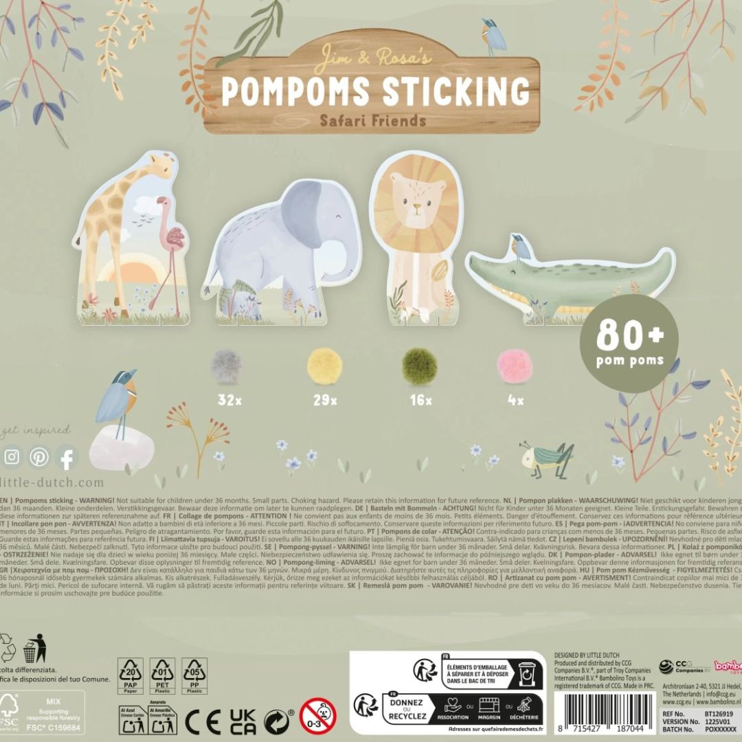 Little Dutch® Kartice s pomponima Safari Friends