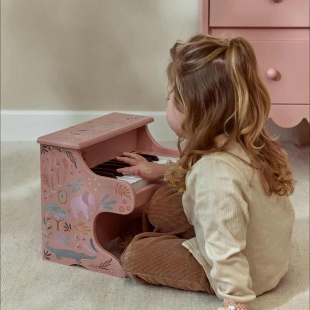 Little Dutch® Drveni klavir Safari Friends Pink
