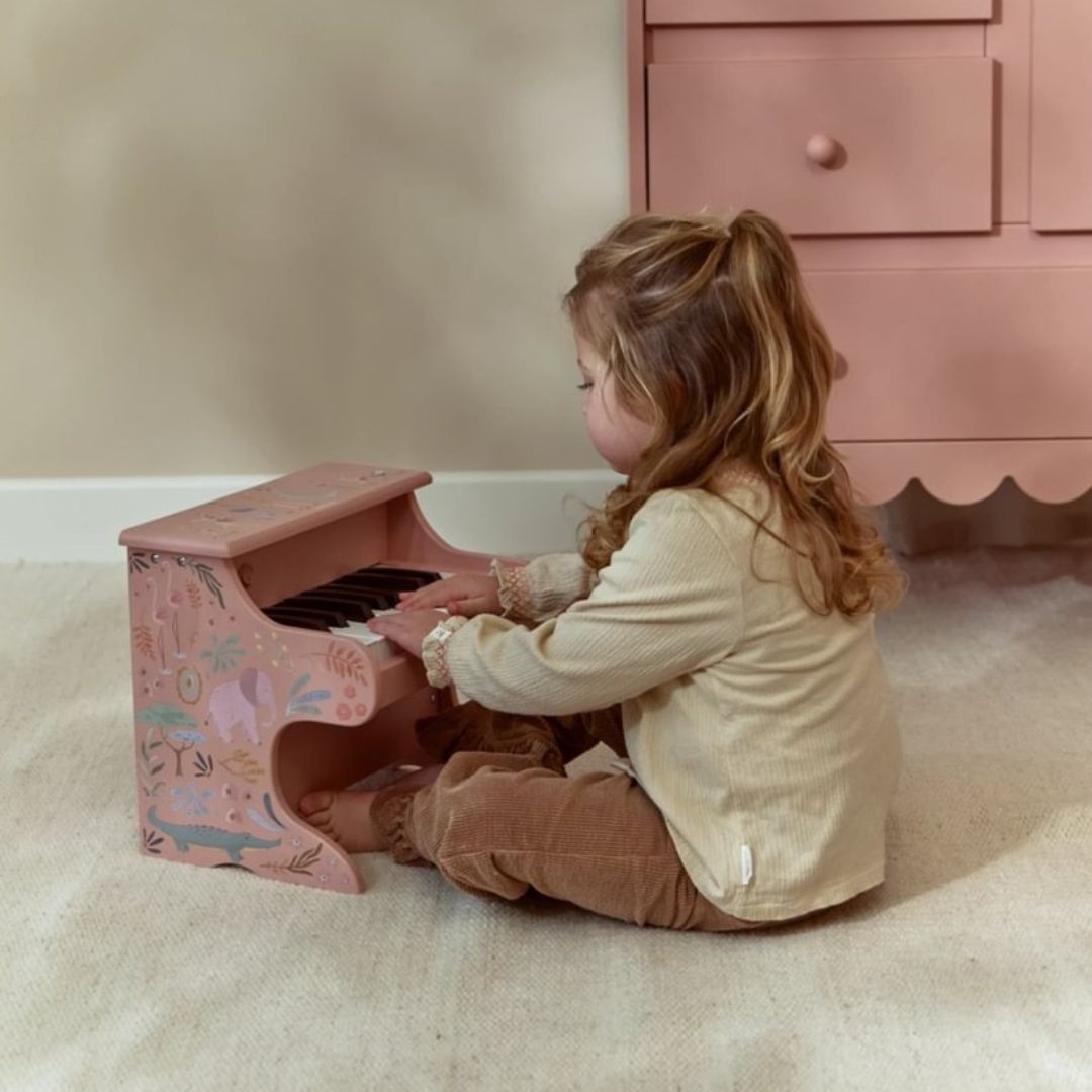 Little Dutch® Drveni klavir Safari Friends Pink