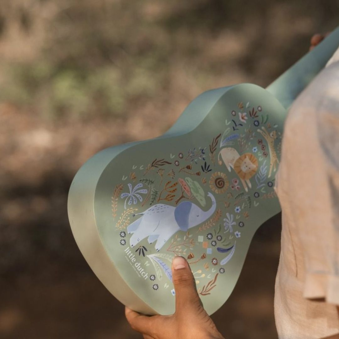 Little Dutch® Dječja drvena gitara Safari Friends Green