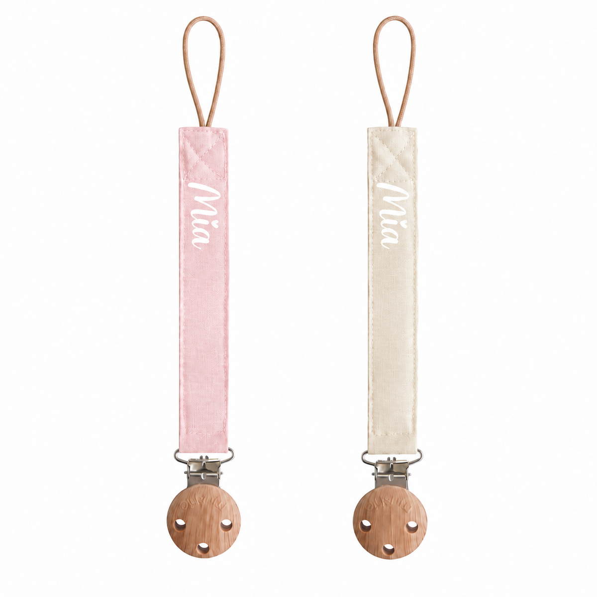 Mushie® Pacifier Clips Blush/Cream