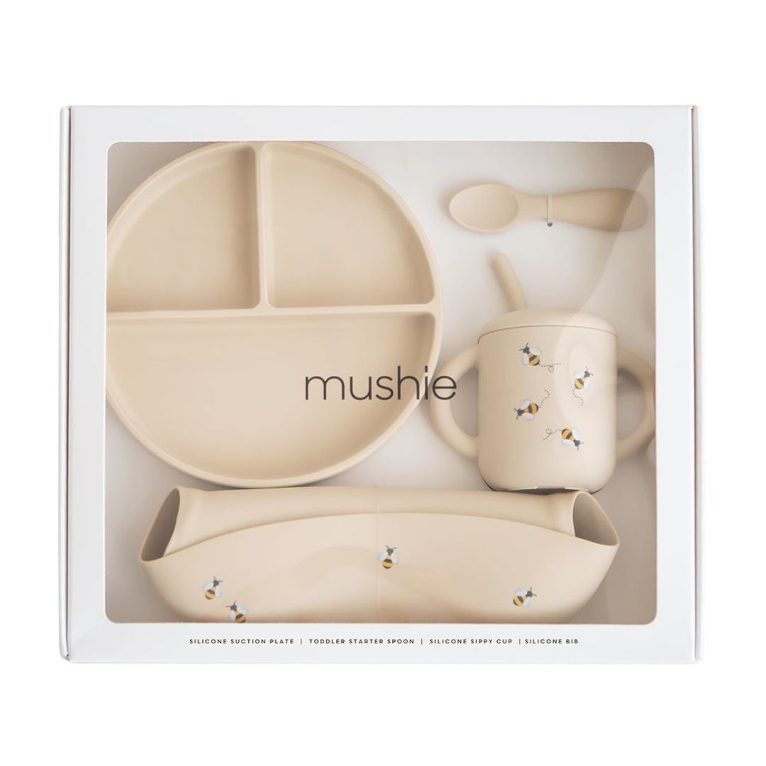 Mushie® Silikonski set za hranjenje Bees Mushie