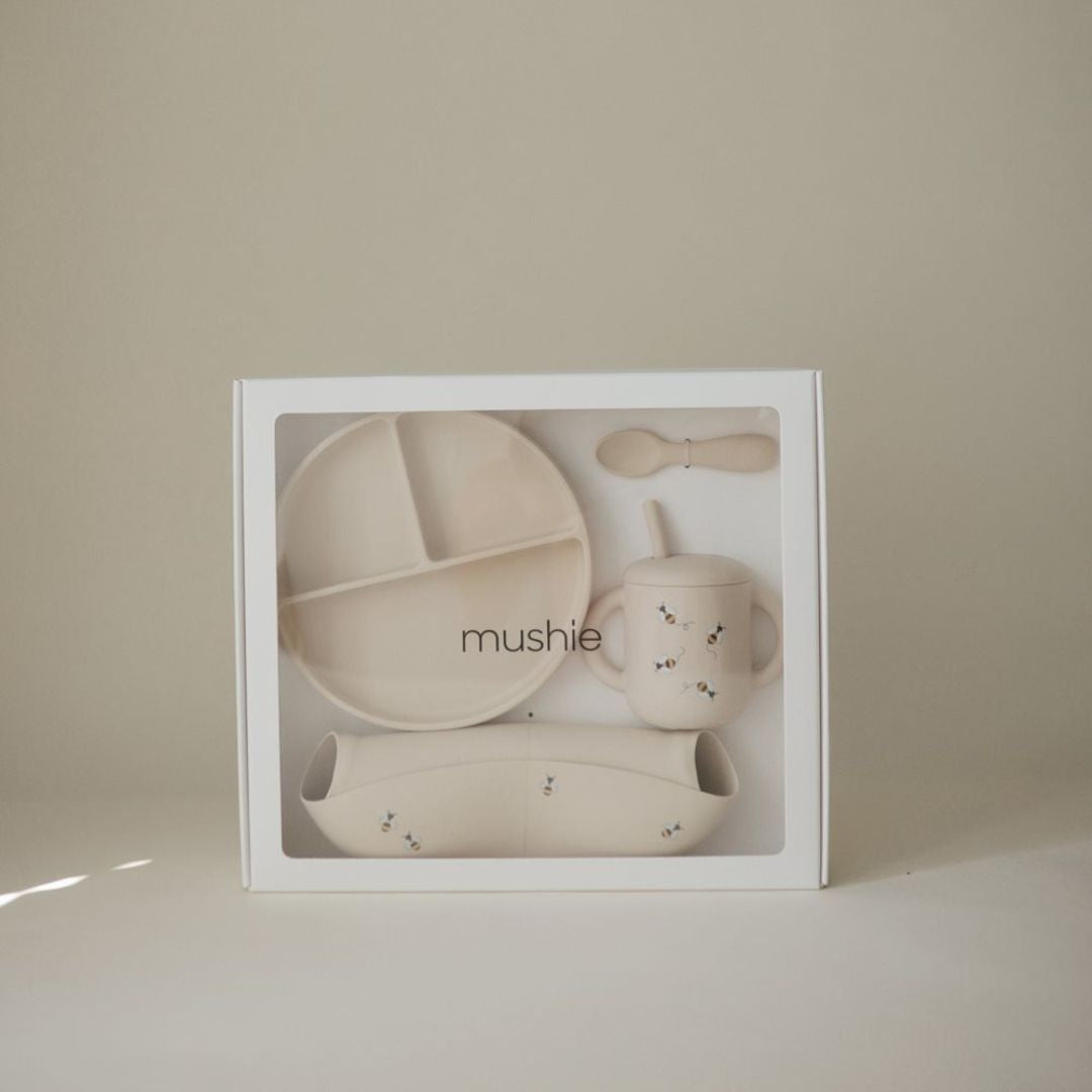 Mushie® Silikonski set za hranjenje Bees Mushie