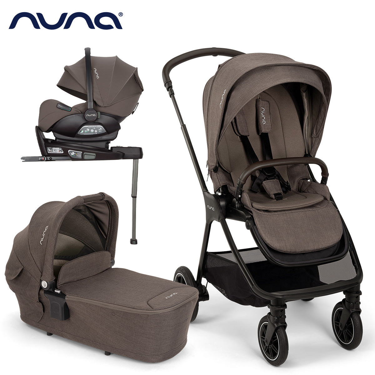 Nuna® Otroški voziček 4v1 Triv™ Next + Lytl™ + Arra™ Flex Chestnut + Isofix baza Next Nuna
