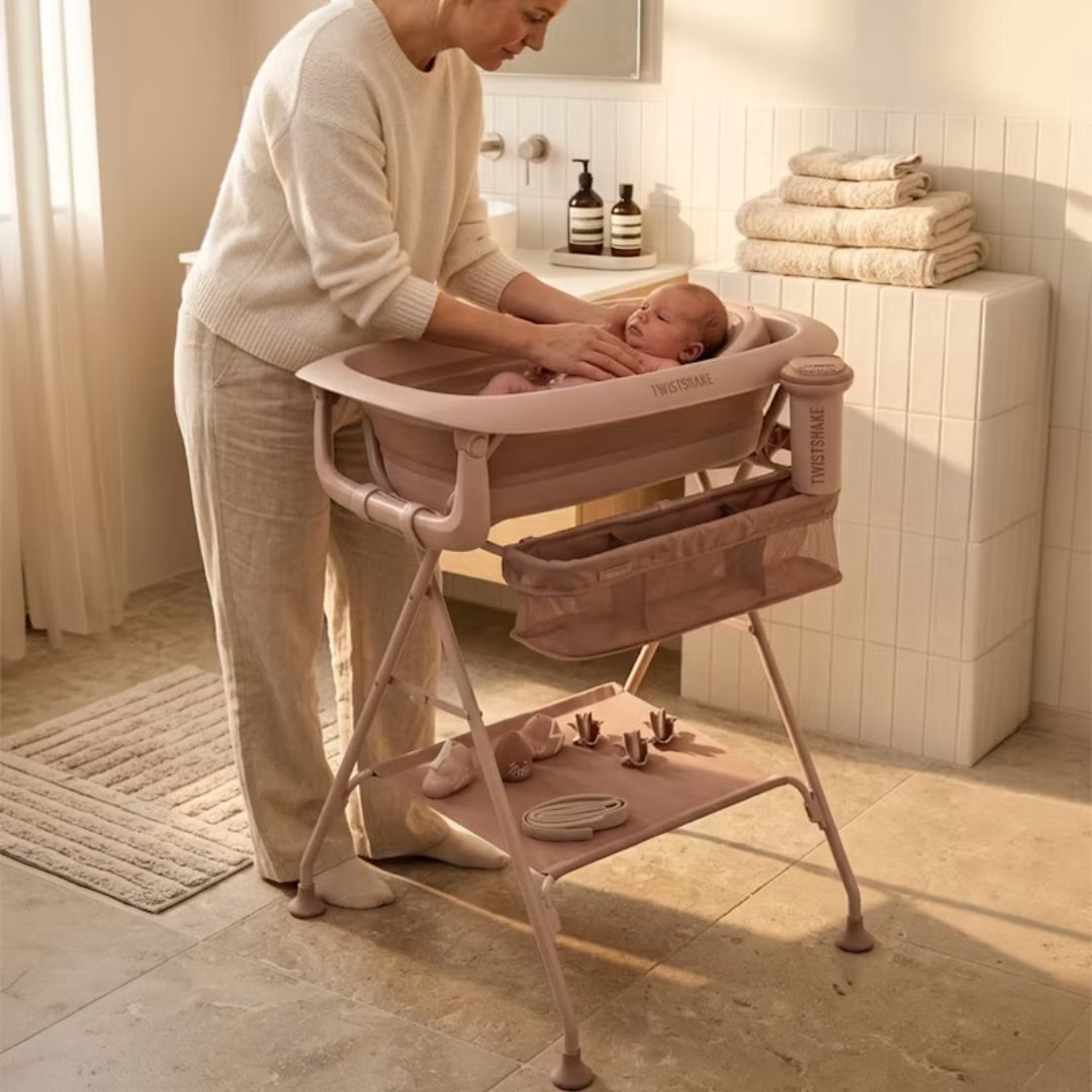 Twistshake® Bathing Set + Easy-Click Bath Stand + Changing Pad Faded Pink – slika 9