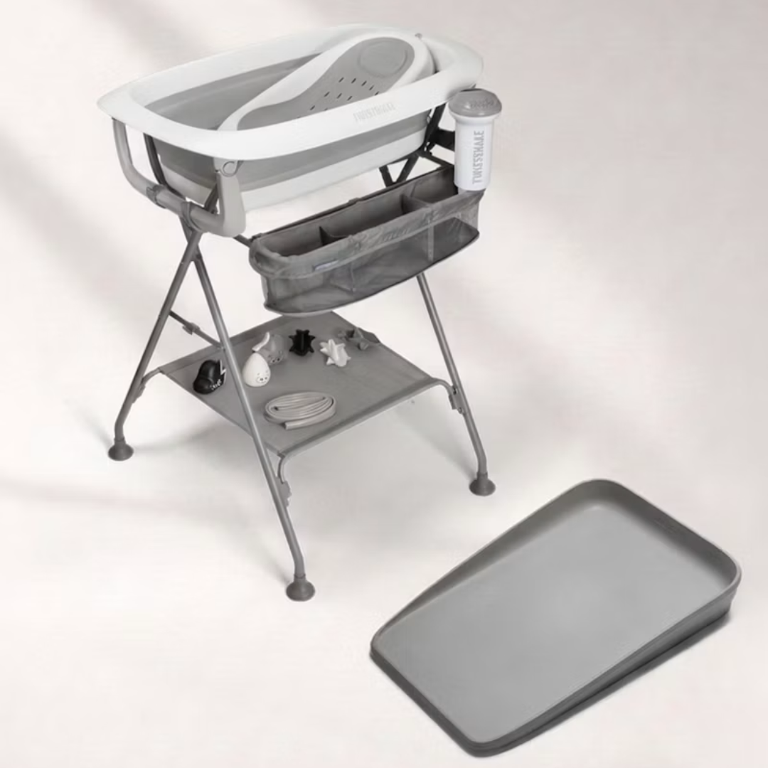 Twistshake® Bathing Set + Easy-Click Bath Stand + Changing Mat Pastel Grey