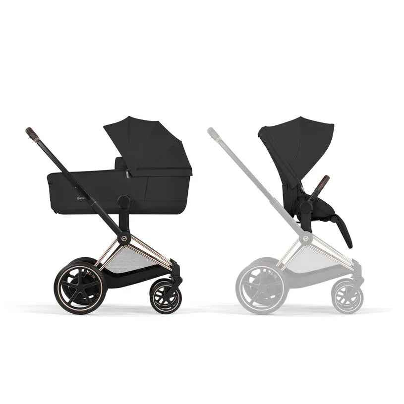 Cybex Platinum® Otroški voziček 4v1 e-Priam™ + Avtosedež Cloud T + IsoFix baza T Sepia Black Cybex Platinum
