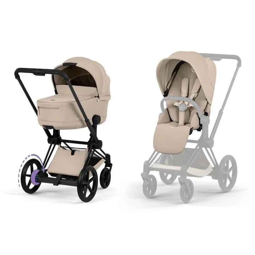 Cybex Platinum® Otroški voziček s zložljivo košaro 2v1 e-Priam™ Comfort Cozy Beige | Matt Black Cybex Platinum