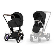 Cybex Platinum® Otroški voziček 4v1 e-Priam™ + Avtosedež Cloud T + IsoFix baza T Sepia Black Cybex Platinum