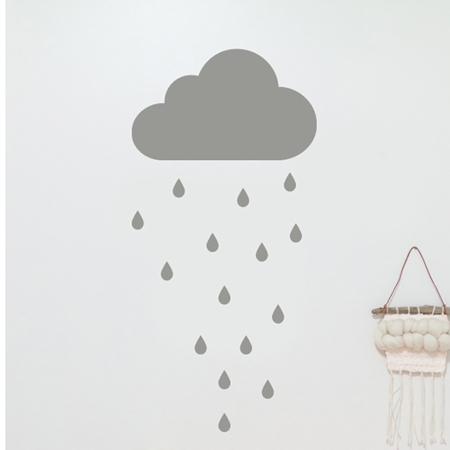 Pick Art Design® Zidne naljepnice Siv oblak i kapljice kiše
