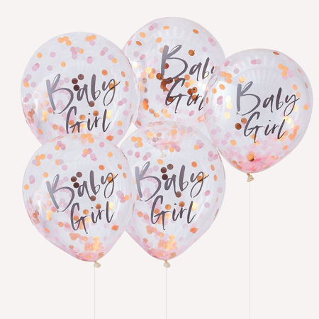 Ginger Ray® Baloni s konfetima Baby Girl Twinkle Twinkle 5 kosov
