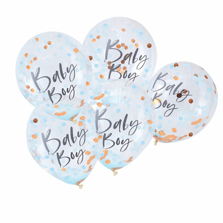 Ginger Ray® Baloni s konfetima Baby Boy Twinkle Twinkle 5 komada