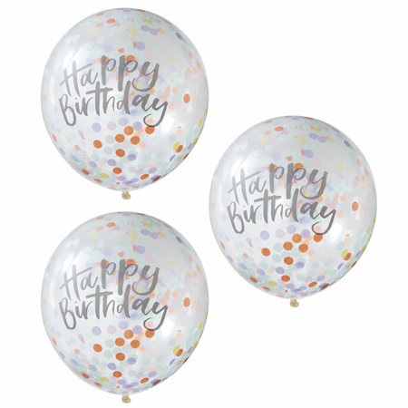 Slika za Ginger Ray® Happy Birthday Baloni s konfetima 5 komada