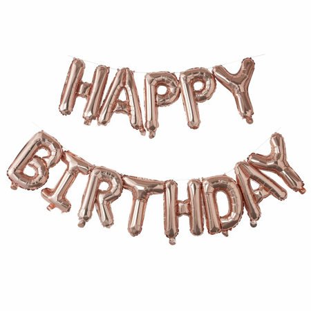Ginger Ray® Viseći baloni Happy Birthday Rose Gold