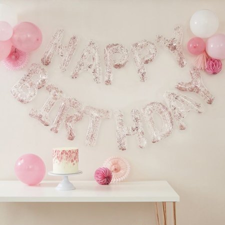 Slika za Ginger Ray® Viseći baloni Happy Birthday s konfetima