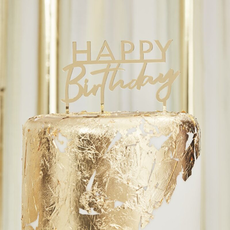 Slika za Ginger Ray® Ukras za tortu Gold Happy Birthday