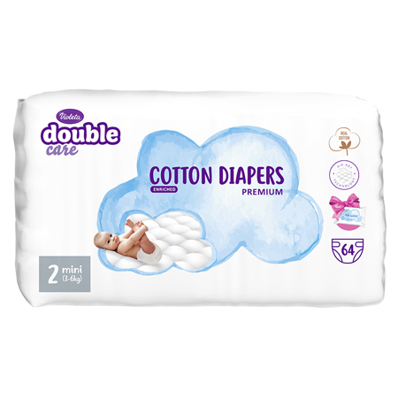 Slika za Violeta® Double Care Cotton Touch 2 Mini (3-6 kg) 64 komada  