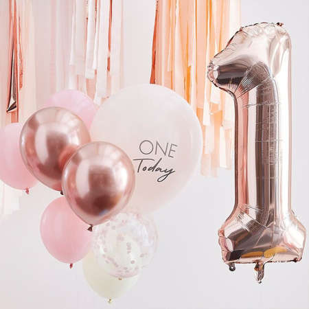 Slika za Ginger Ray® Baloni za 1. rođendan Mix It Up Pink Rose Gold