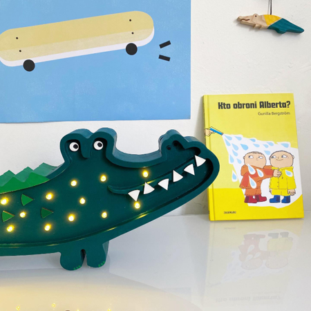 Slika za Little Lights® Ručno napravljena drvena lampa Crocodile Papkin Green 
