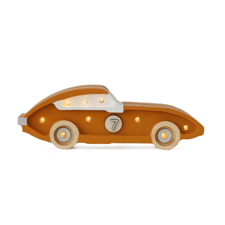 Slika za Little Lights® Ručno izrađena drvena lampa Race Car Mustard 