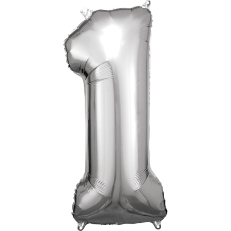 Amscan® Balon broj 1 (86 cm) Silver 