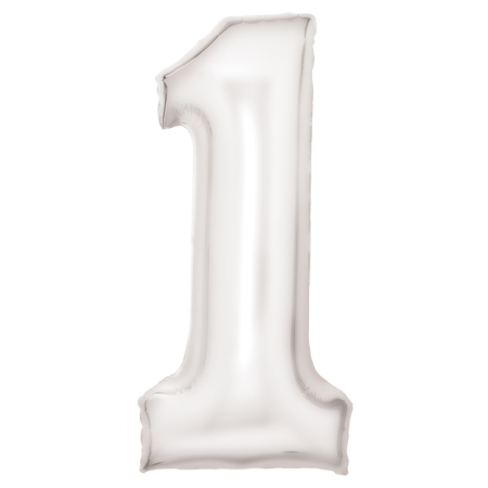 Amscan® Balon broj 1 (86 cm) Silk Lustre White