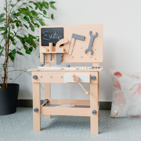 Evibell® Dječji drveni radni stol s alatom Nature