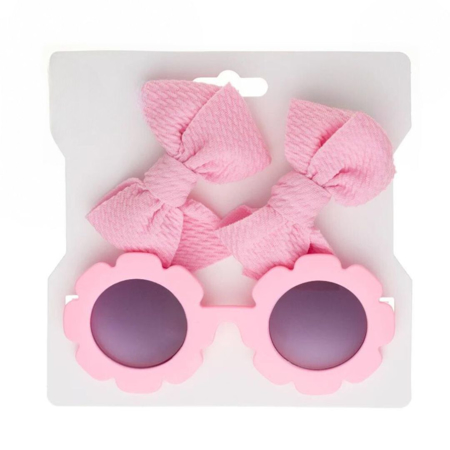 Evitas Špangice 2 komada i dječje sunčane naočale Flower Pink